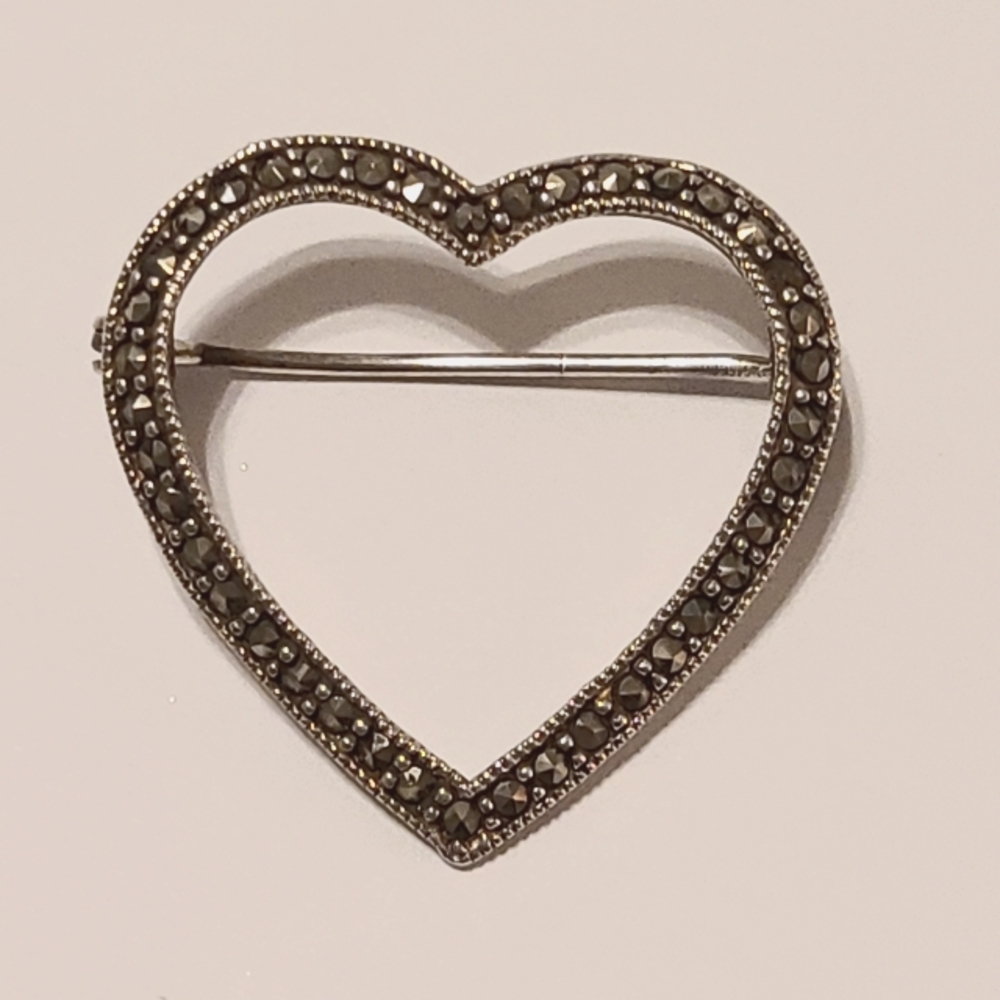 Marcasite Heart Brooch